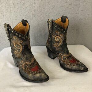 Old Gringo Boots Womens Size 7 Embroidered Heart Wing Studded Western Cowboy